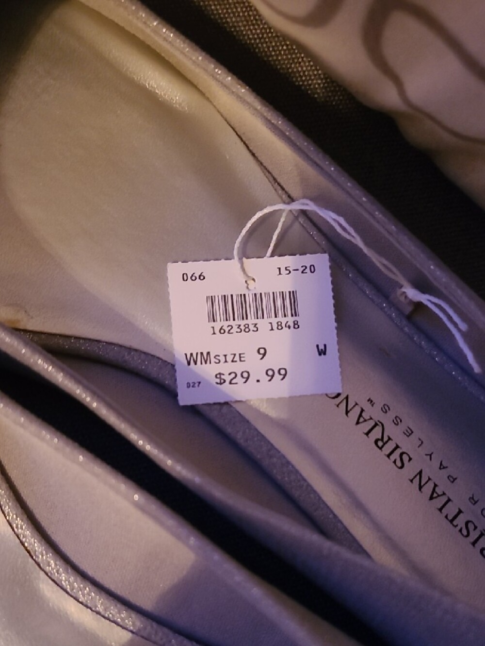 Christian Siriano Shimmery Light Silver Pointed Ballet Flats - Picture 5 of 5